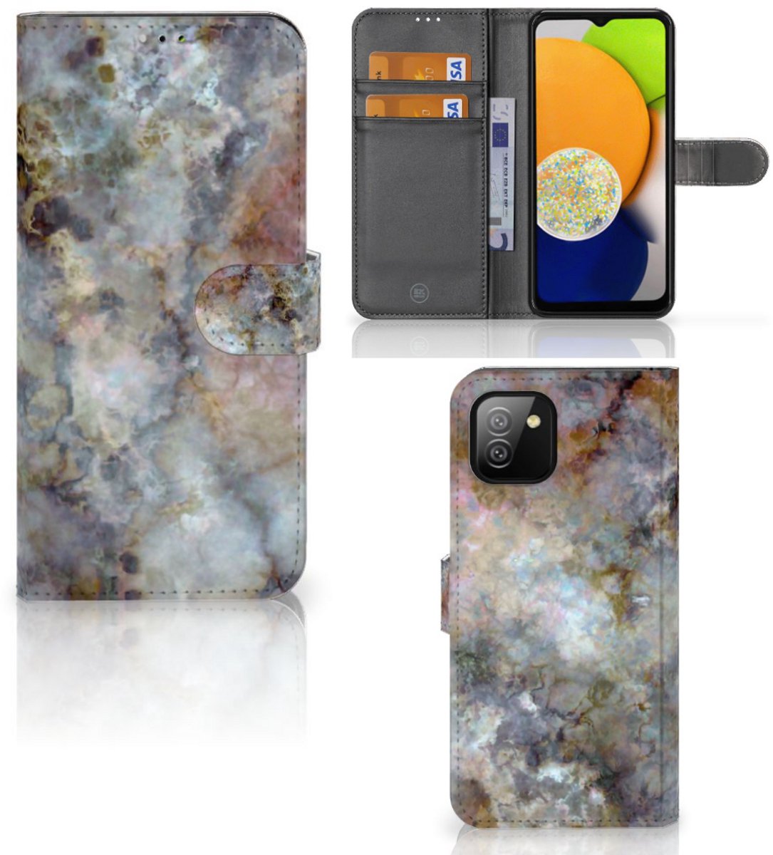 Samsung Galaxy A03 Bookcase Marmer Grijs