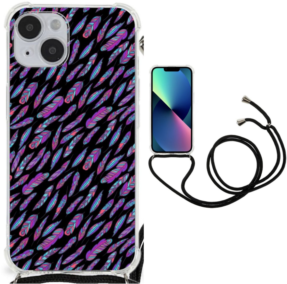 iPhone 14 Plus Doorzichtige Silicone Hoesje Feathers Color