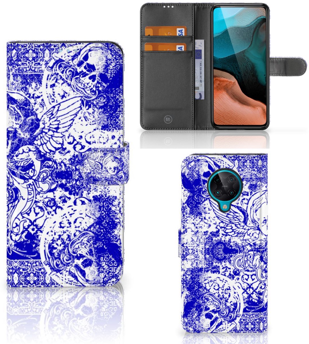 Telefoonhoesje met Naam Xiaomi Poco F2 Pro Angel Skull Blauw