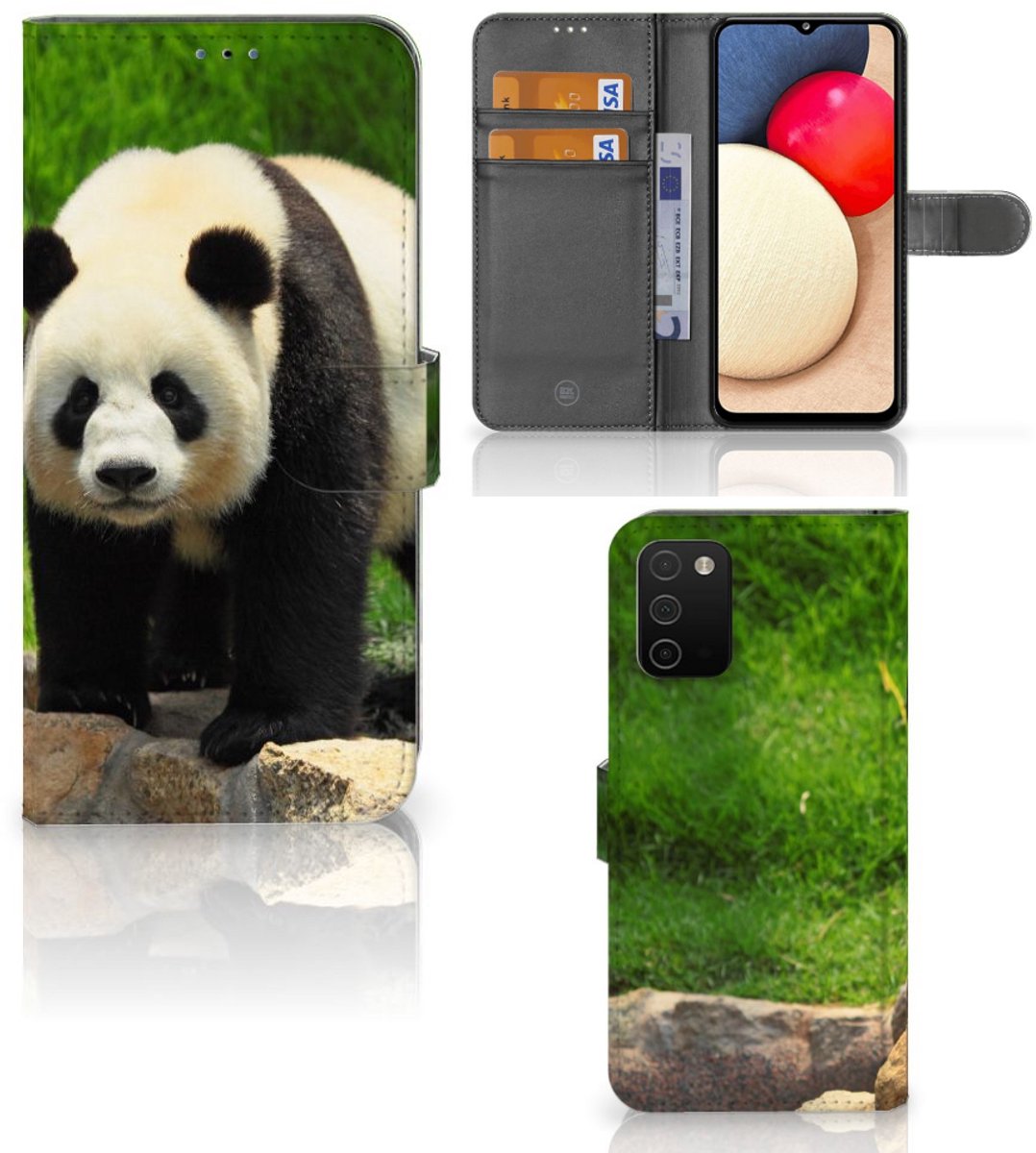 Samsung Galaxy A03s Telefoonhoesje met Pasjes Panda