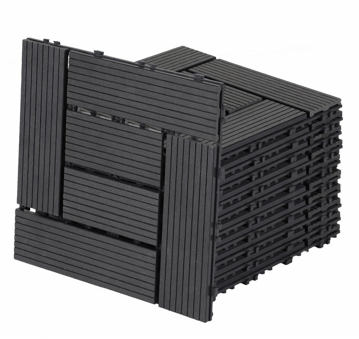 Terrastegels Click Systeem - Balkontegels WPC - Buitenruimte Ontwerpen - Praktisch Drainage Systeem - 30 x 30 cm 33 stuks