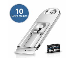 Twenty4seven® Glasschraper & Glaskrabber met 10 Mesjes - Kookplaat Reiniger voor Inductie & Keramisch - Verfschraper RVS - Schraper voor Glas & Ceran