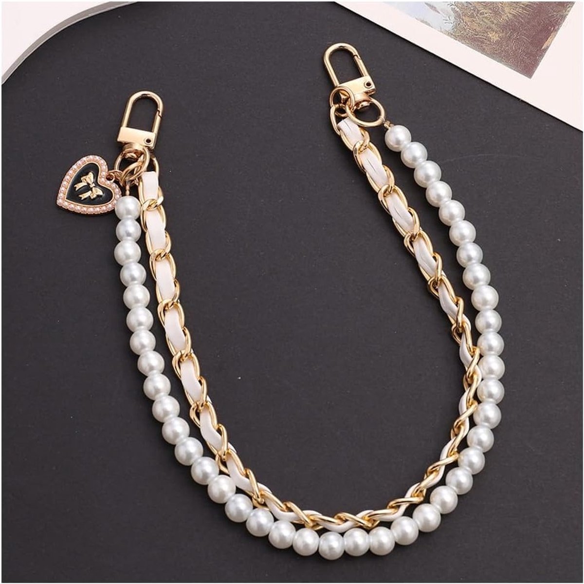 Stijlvolle Handtas Ketting met Vervangbare Strap van Leer en Metaal voor DIY Handtassen en Clutches - Wit, Ideaal voor Accessoires en Mode