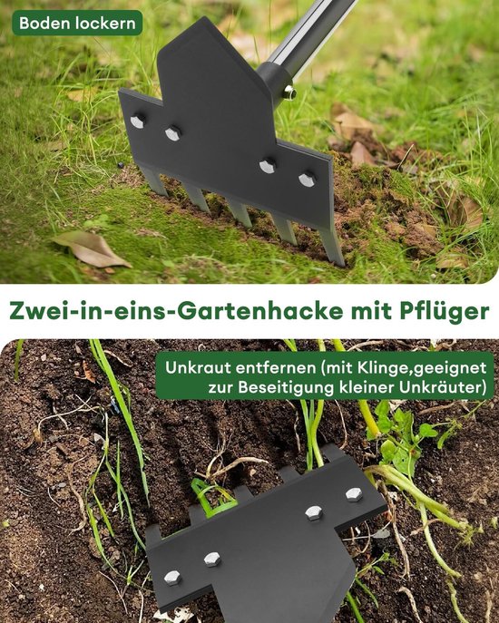 Tuinhark Schoffel - 2-in-1 Gereedschap - Onkruid Verwijderen - Roestvrij Staal - 160 cm — afbeelding 2