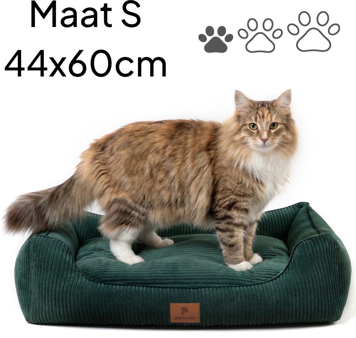 Peluvio Hirado – Kattenmand met Hoge Randen – Maat S 44x60 cm – Knus & Beschut – Antislip Onderkant – Wasbare Hoes – Zachte Vulling – Comfort & Ondersteuning voor Katten