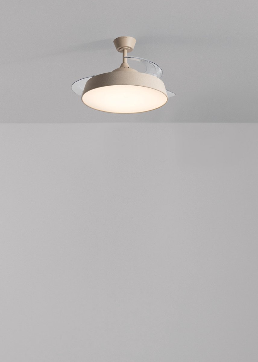 CREATE - Stille plafondventilator 40 W Ø107 cm met intrekbare bladen en LED-licht - M - Met licht - Afstandsbediening - WIND CLEAR CONTOUR