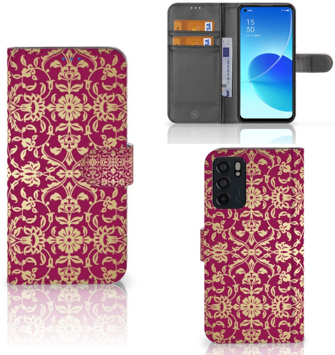 Wallet Case OPPO Reno6 5G Barok Pink
