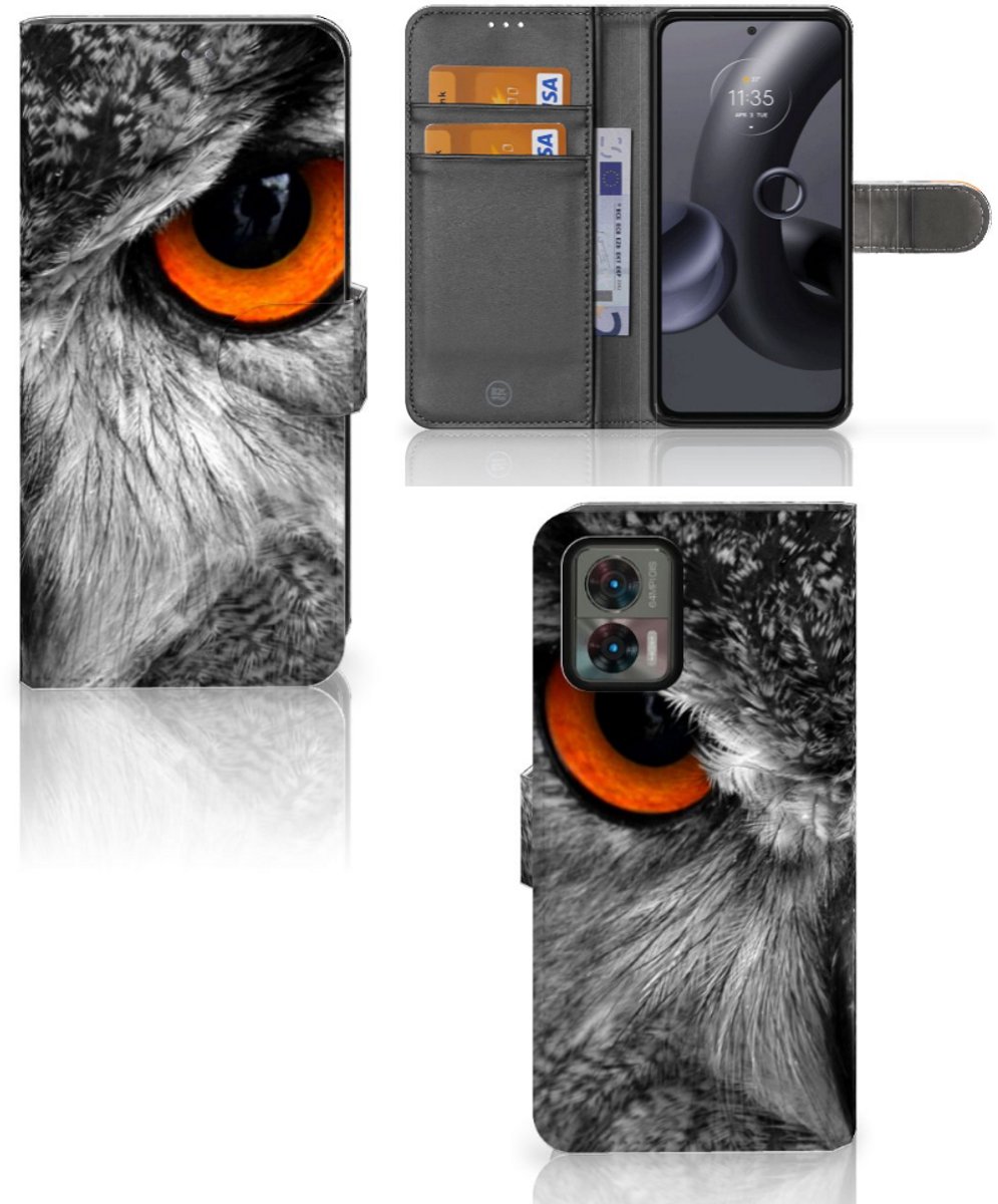 Motorola Edge 30 Neo Telefoonhoesje met Pasjes Uil