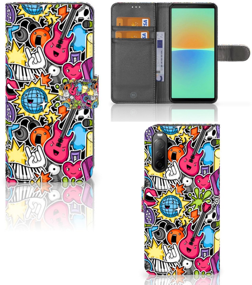 Sony Xperia 10 IV Wallet Case met Pasjes Punk Rock