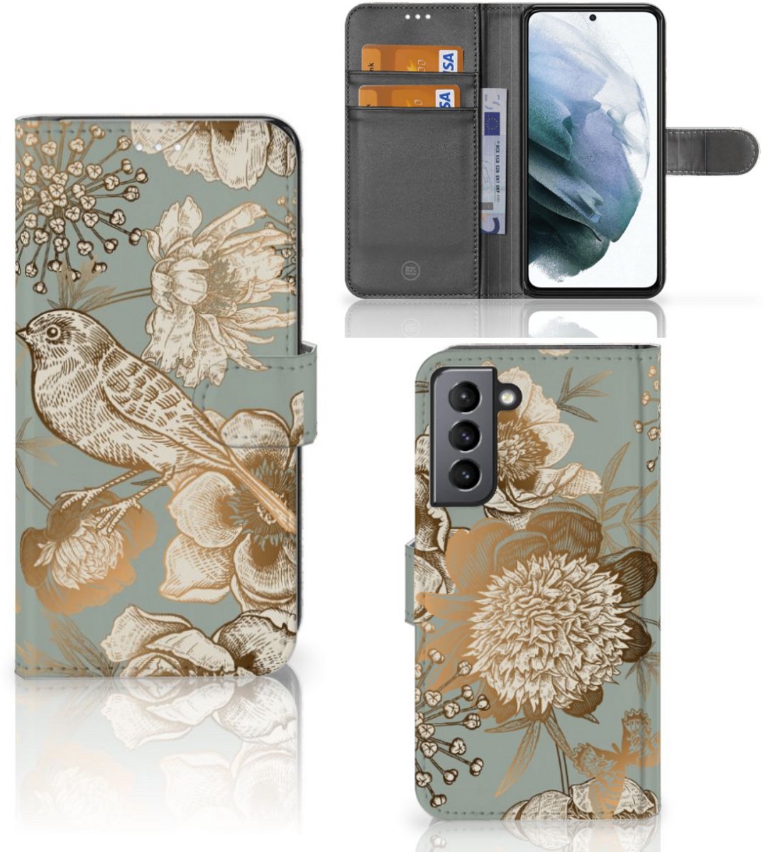 Hoesje voor Samsung Galaxy S21 FE Vintage Bird Flowers