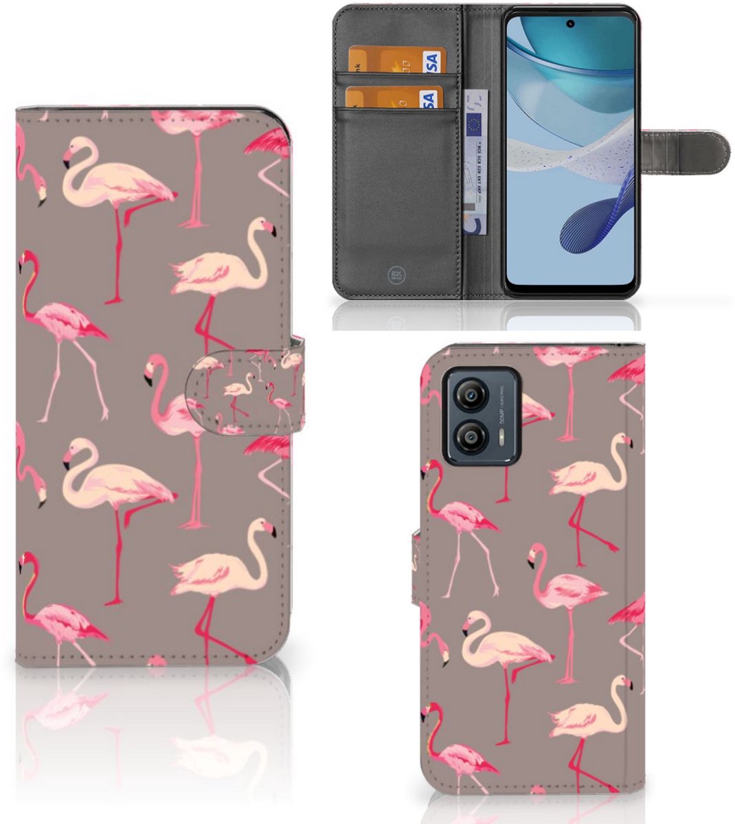 Motorola Moto G53 Telefoonhoesje met Pasjes Flamingo