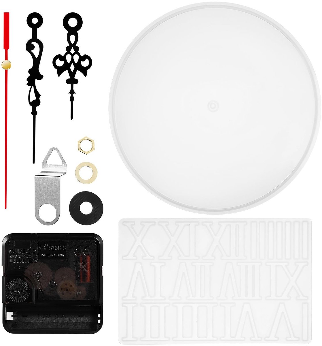 Cosensi - Klok Maken - Epoxy Siliconen Mal - Creatief DIY - Rond - Gemaakt van Siliconen - Inclusief Mechanisme - Geschikt voor Wanddecoratie - 27 cm