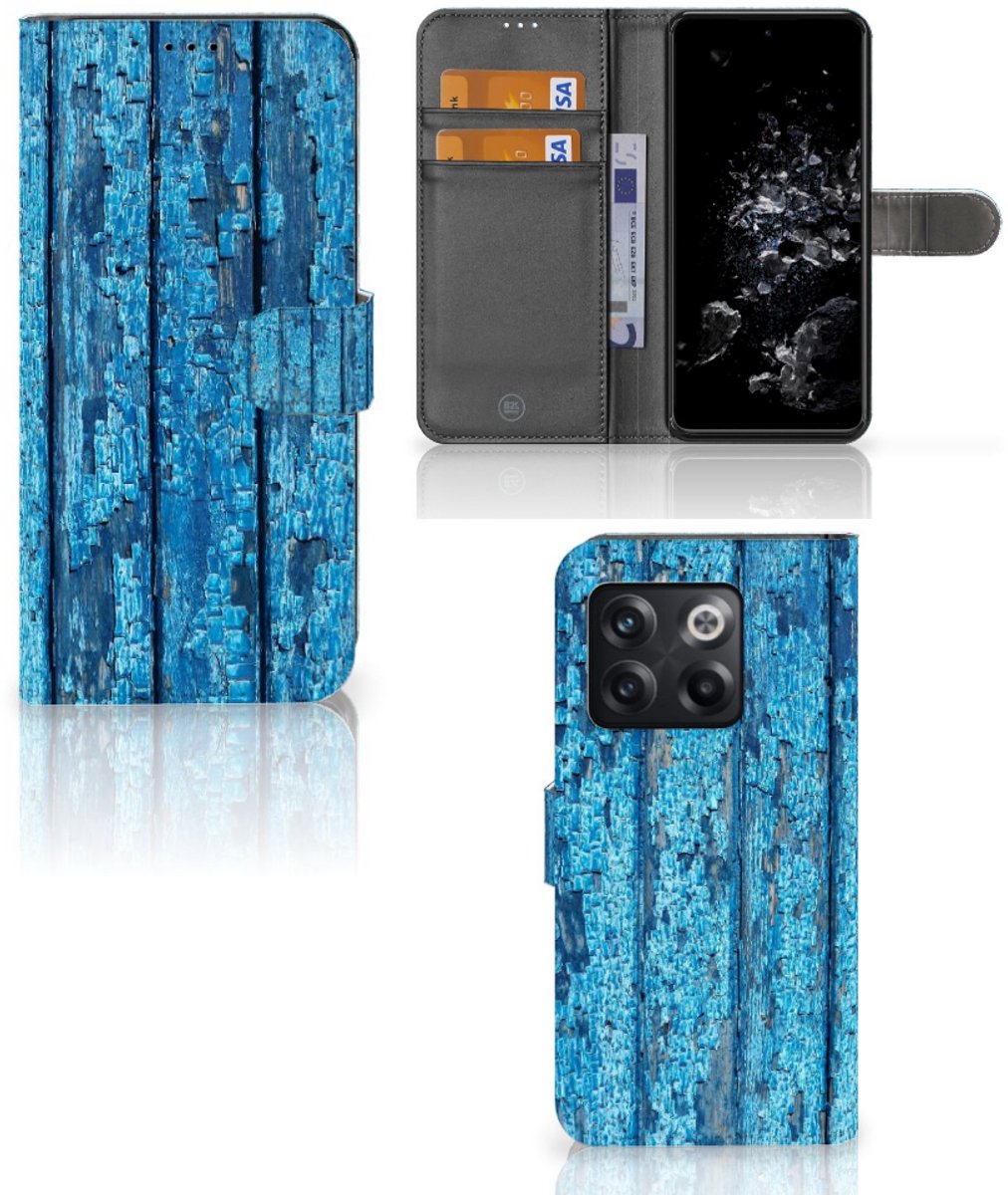 OnePlus 10T Book Style Case Wood Blue