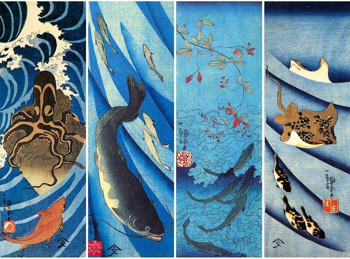 Houten Legpuzzel - Puzzel Volwassenen Kinderen - Ontspanning en Creativiteit - Hoge Resolutie Afbeelding - 1000 Stukjes - Vis Ukiyo-e Karper