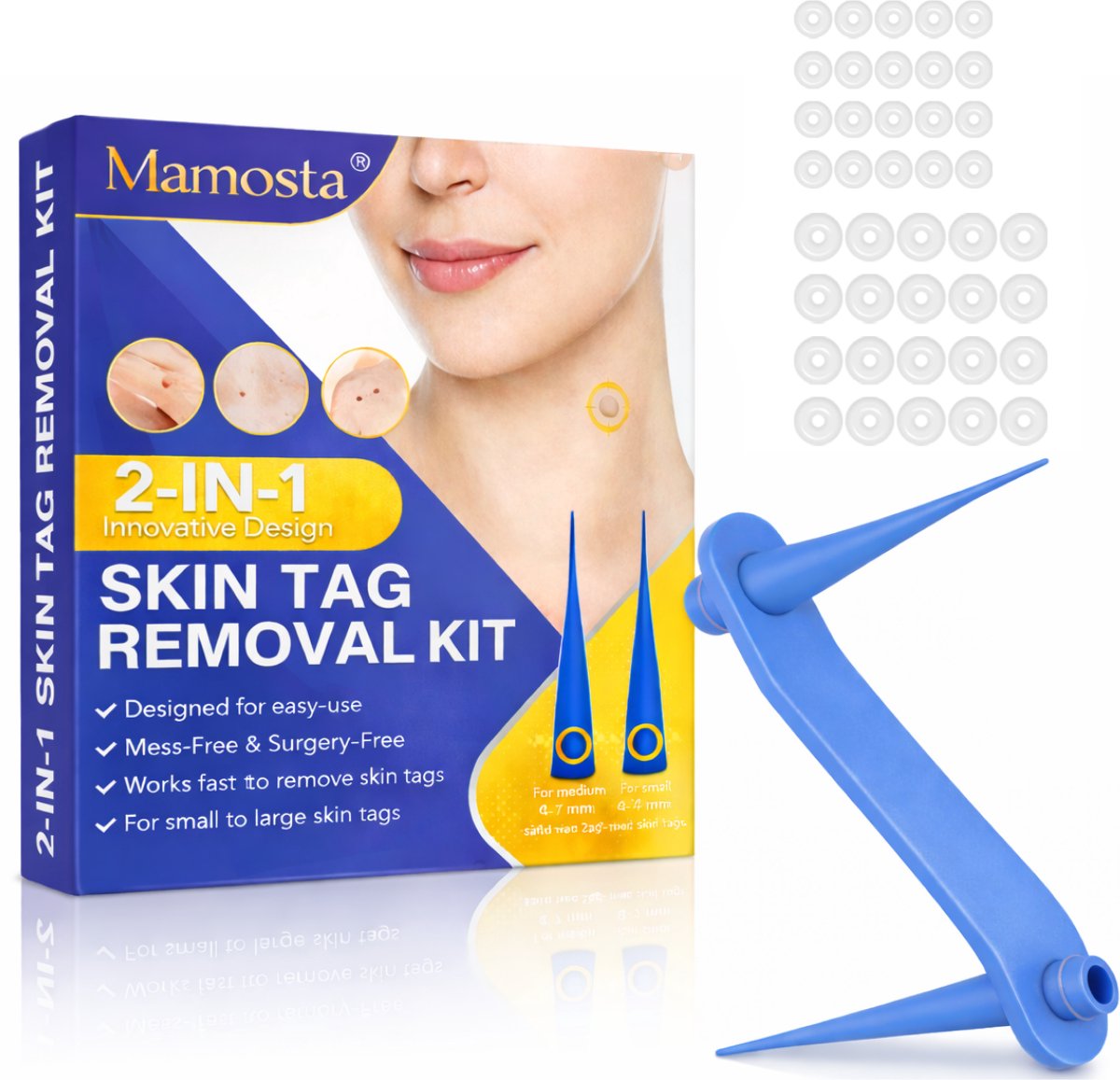 Mamosta® 2 in 1 Kit Steelwratjes Verwijderen - 40 Stuks - Pijnloos - Steelwratten Verwijderaar - Skin Tag Remover - Voor klein en groot 2-7mm