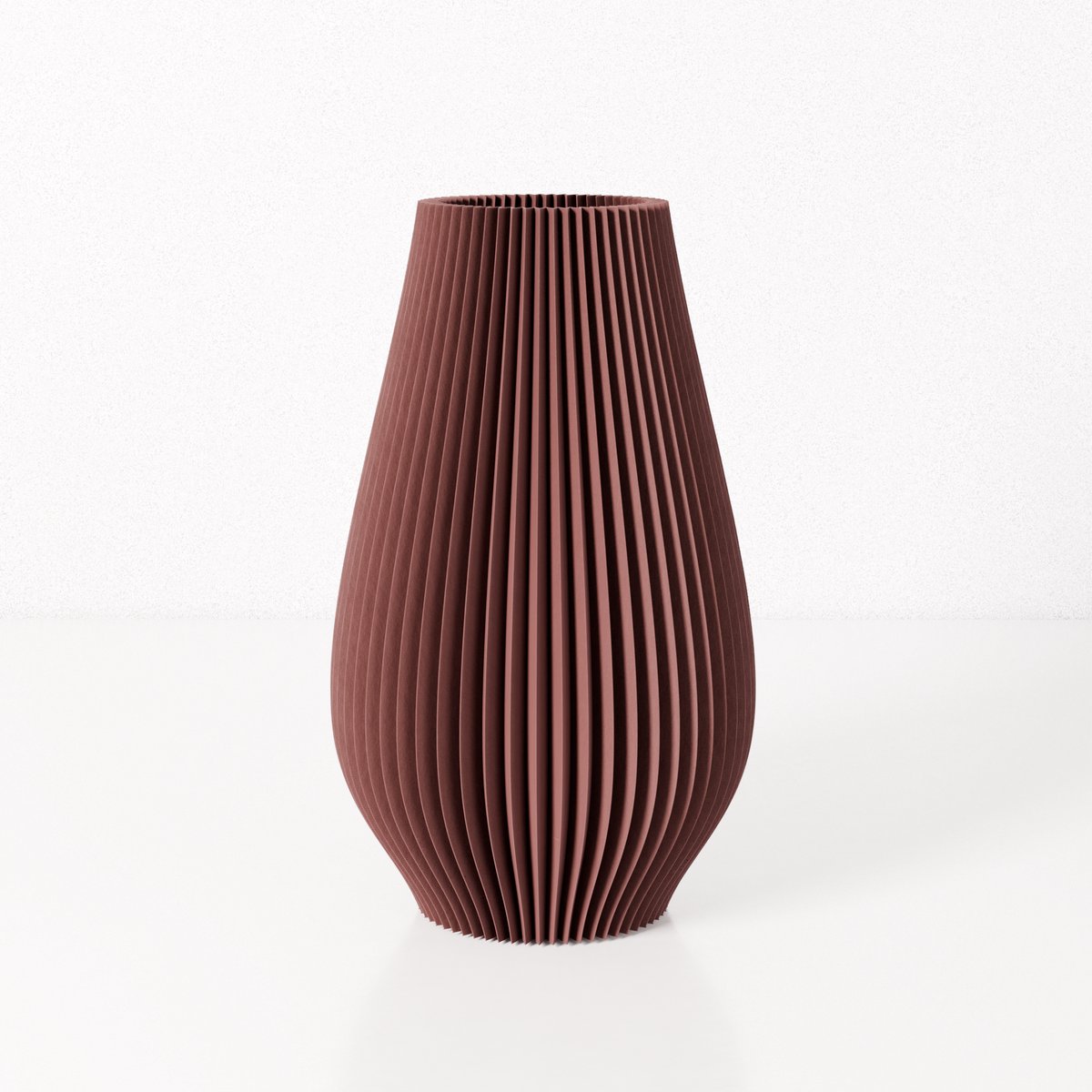 Fleuriek vaas EMMA - Bordeaux rood H50 cm - Grote vaas met geribbeld design - Moderne vloervaas voor woonkamer of hal - Hoge vaas voor pluimen