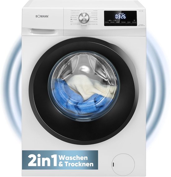 Bomann WAT 7186 Was-droogcombinatie - 8 kg Wassen - 5 kg Drogen - 1400 tpm - Inverter Motor - Stoomfunctie - Wit