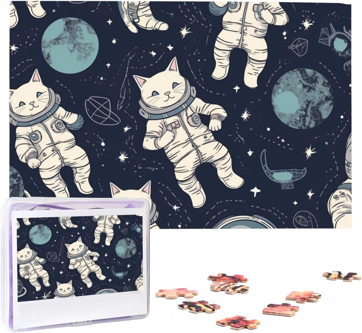 Kat Astronautenpuzzel - Legpuzzel 1000 stukjes - Familie entertainment - Rugpartitie ontwerp - 75 x 50 cm - Multicolor