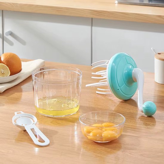 Multifunctionele Handmatige Garde - Semi-automatische Eierklopper & Roomklopper - Handmixer voor Ei, Slagroom en Cake - Keuken Hand Crank Mixer - Handmatige Keukenmixer - Blauw van Merkloos — afbeelding 2