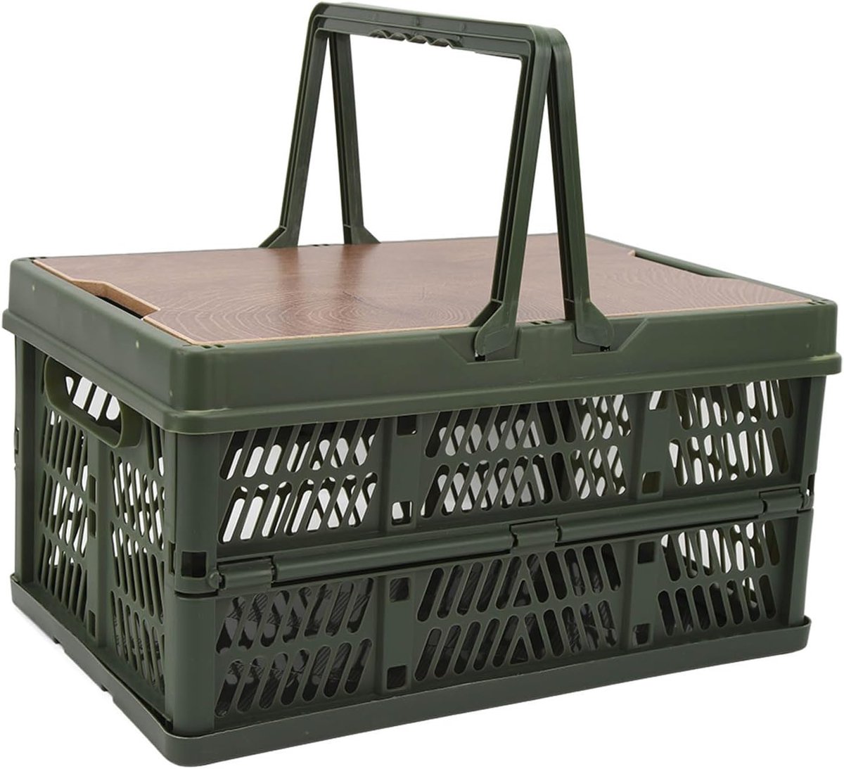 Picknickmand met Grote Capaciteit - Picknick Mandje - Boodschappenmand - Fruitmand - Winkelmand - PP - Groen - 40 x 27 x 7 cm - van Imperatoris