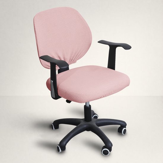 Housse de chaise de bureau Ralfos - Rose pastel - Universelle - Pour dossier et assise - Housse de chaise hydrofuge - Extensible - Bureau et à domicile - Coffre-fort à la machine à laver - Astuce cadeau