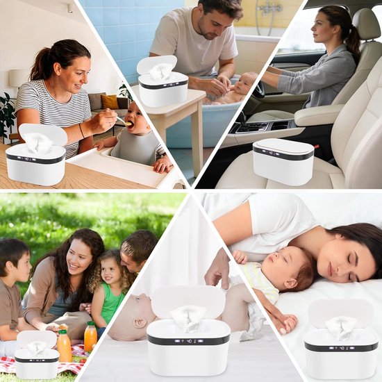 Vochtdoekjes Verwarmer - Doekjes Dispenser - Baby Comfort - Geïntegreerd Nachtlampje - 21.8 x 15 x 13.7 cm - Wit — afbeelding 5