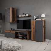 Meubella - Wandmeubel Bellini - Grijs - Donker Old Wood