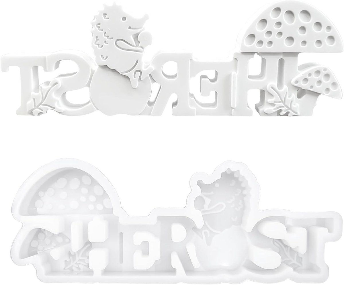 Herbruikbare siliconen mallen voor herfstdecoratie met egel en paddenstoel - Perfect voor Halloween en DIY knutselprojecten
