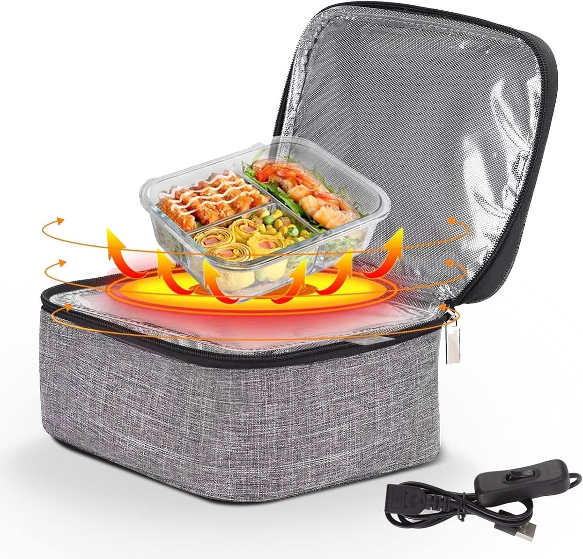 Draagbare Mini Oven voor Voedselverwarming, Ideaal voor Kantoor, Thuis en Op Reis, Eenvoudig Schoon te Maken met Oxford Katoen, 5V Persoonlijke Verwarmde Lunchbox