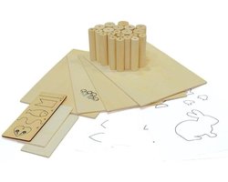 Materiaalpakket draaien + zagen - geschikt voor PLAYmake 4-in-1 en Unimat 1 Basic - bevat draaihout linde en populierenmultiplex - met bouwplannen