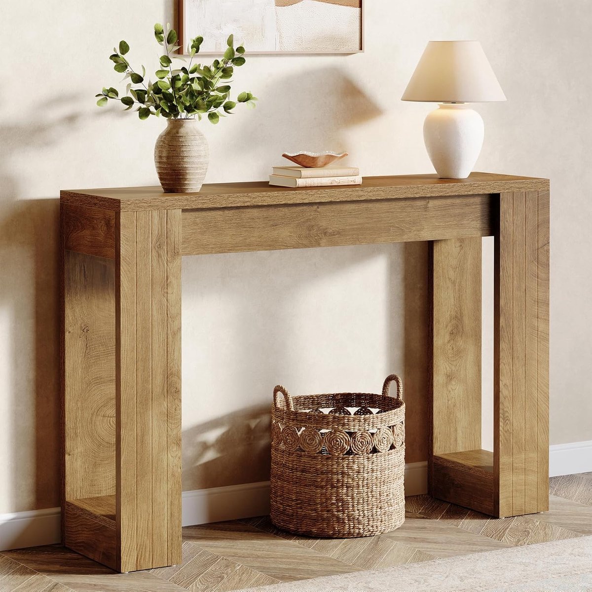 Tribesigns Consoletafel - Sidetable - Hout - Bruin - rustieke houten Consoletafel - 105 x 30 x 80 cm - Console Tafel voor Hal, Woonkamer, Entree