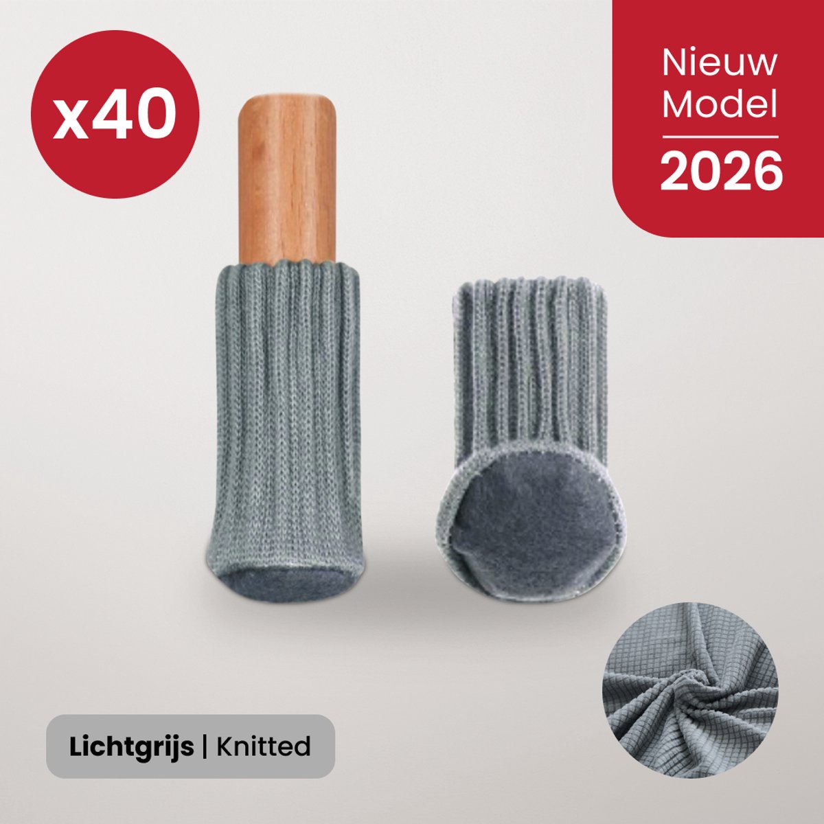BankhoesDiscounter Stoelpoot Beschermers – Vloerbeschemers - Stoel Sokken – Stoelpoot Doppen – Vloerbeschermer - 20-60mm – Lichtgrijs – 40 Stuks