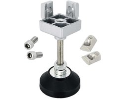 SCHMIDT systemprofile 4 x voetverbinders, 40 x 40 mm, groef 8 stelvoet M8, in hoogte verstelbaar, nivelleringsvoet, aluminium profielaccessoires