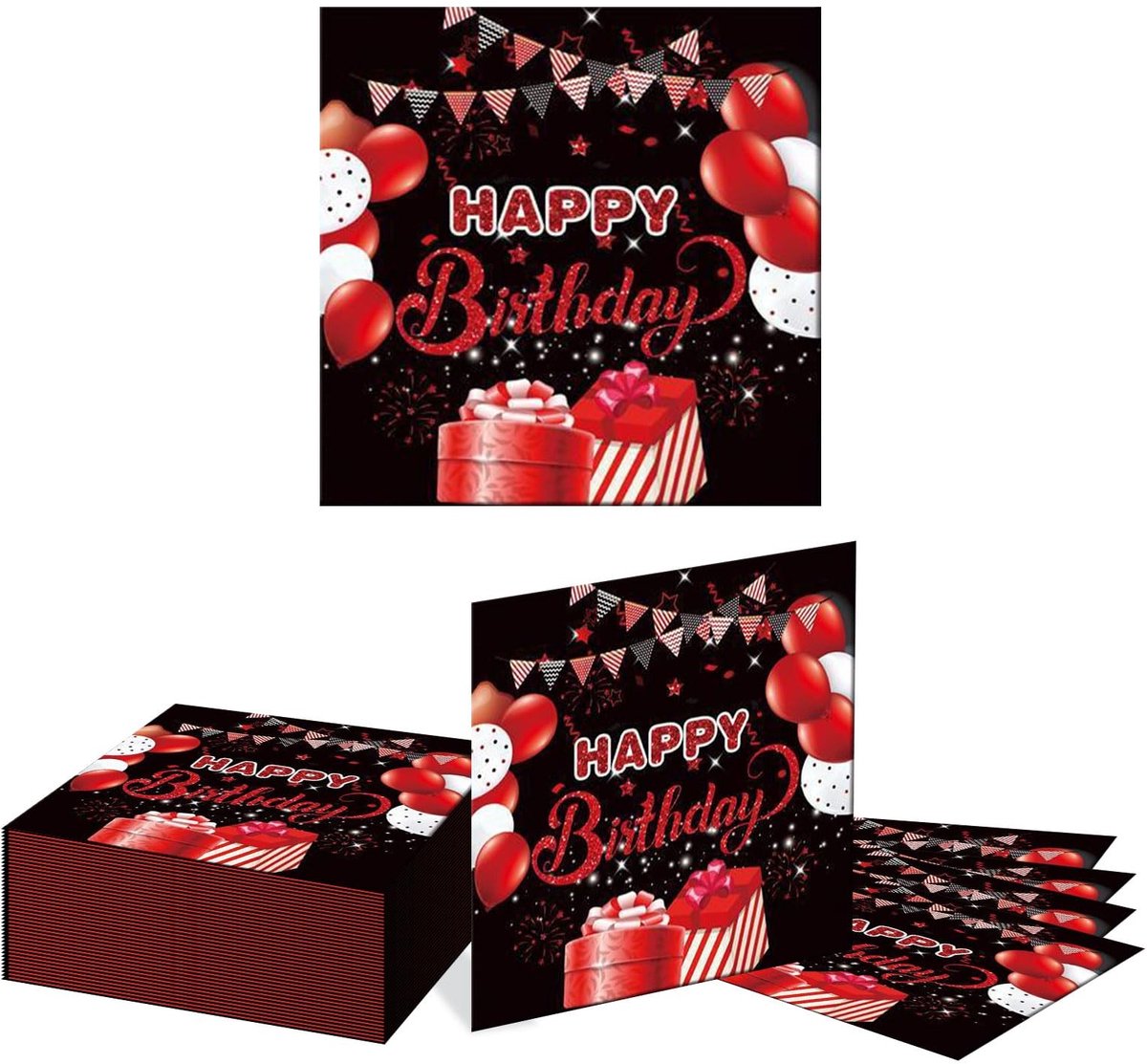 Brenzoos - Verjaardagsfeest - Feestdecoratie - Rode en Zwarte Napkins - 40 Stuks - Absorberend en Dikker - Voor Feestelijke Gelegenheden - Ideaal vo..