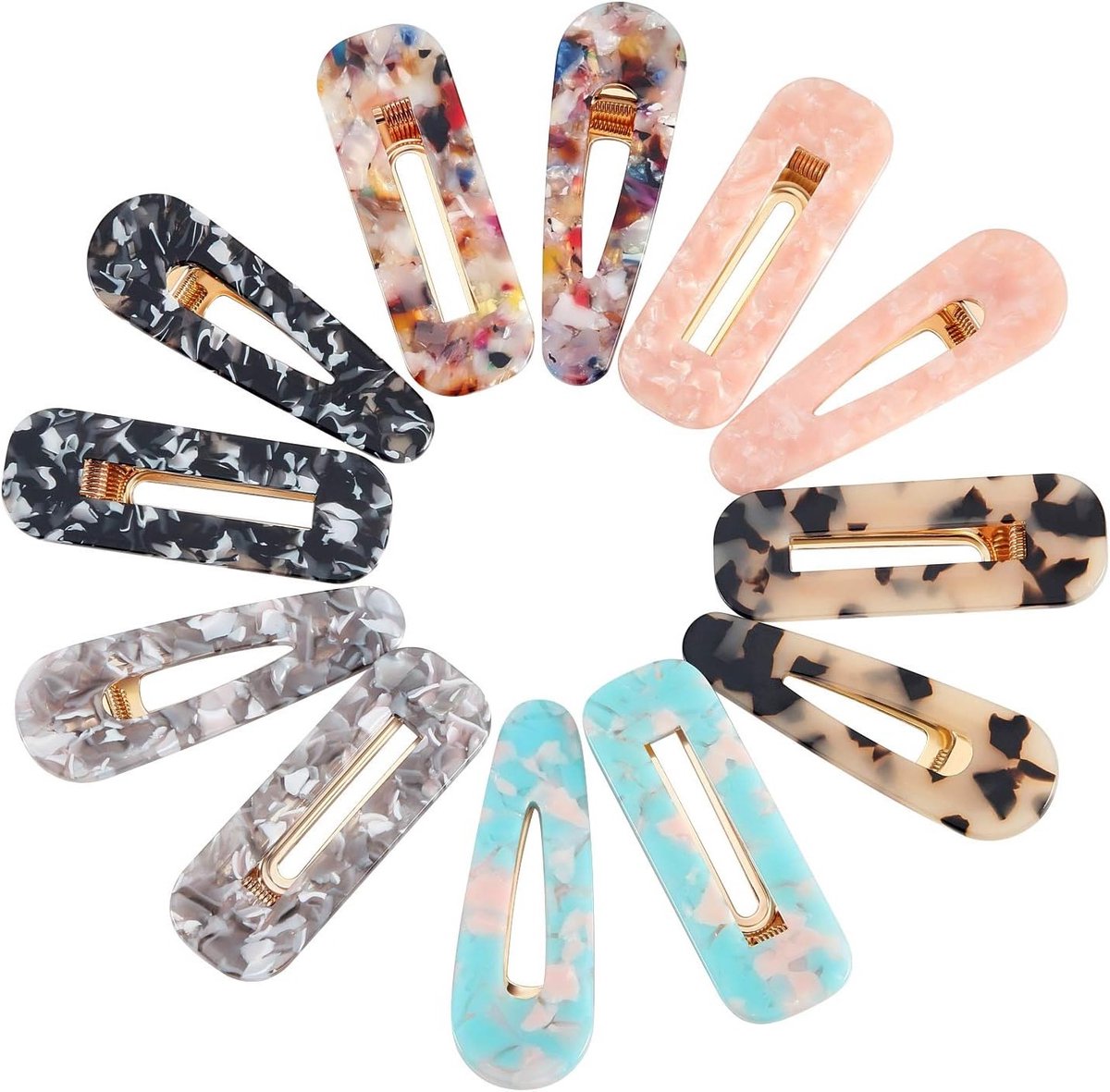 Kleurrijke Geometrische Acryl Haarspeldjes - 12 Stuks Alligator Haaraccessoires voor Vrouwen en Tieners