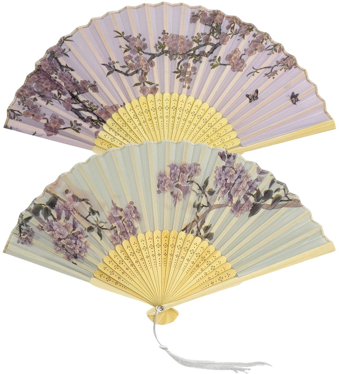 Cosensi - Handgevouwen Chinese Ventilator - Decoratieve Vouwfan - Paars en Blauw - Perfect voor Feesten en Ceremonies - Meerdere Toepassingen