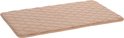 Beige, gewatteerd hondenkussen met ruitpatroon en bruine bies.