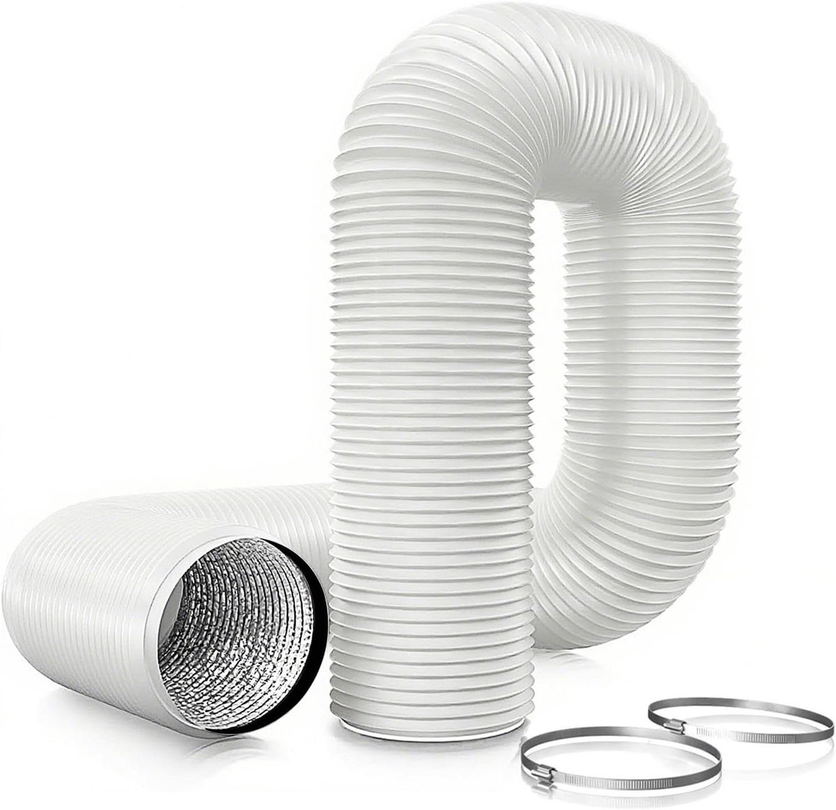 Afvoerslang PVC - Flexibele buis - Ventilatie aanleggen - Vlamvertragende coating - 125 mm x 25 m - Wit