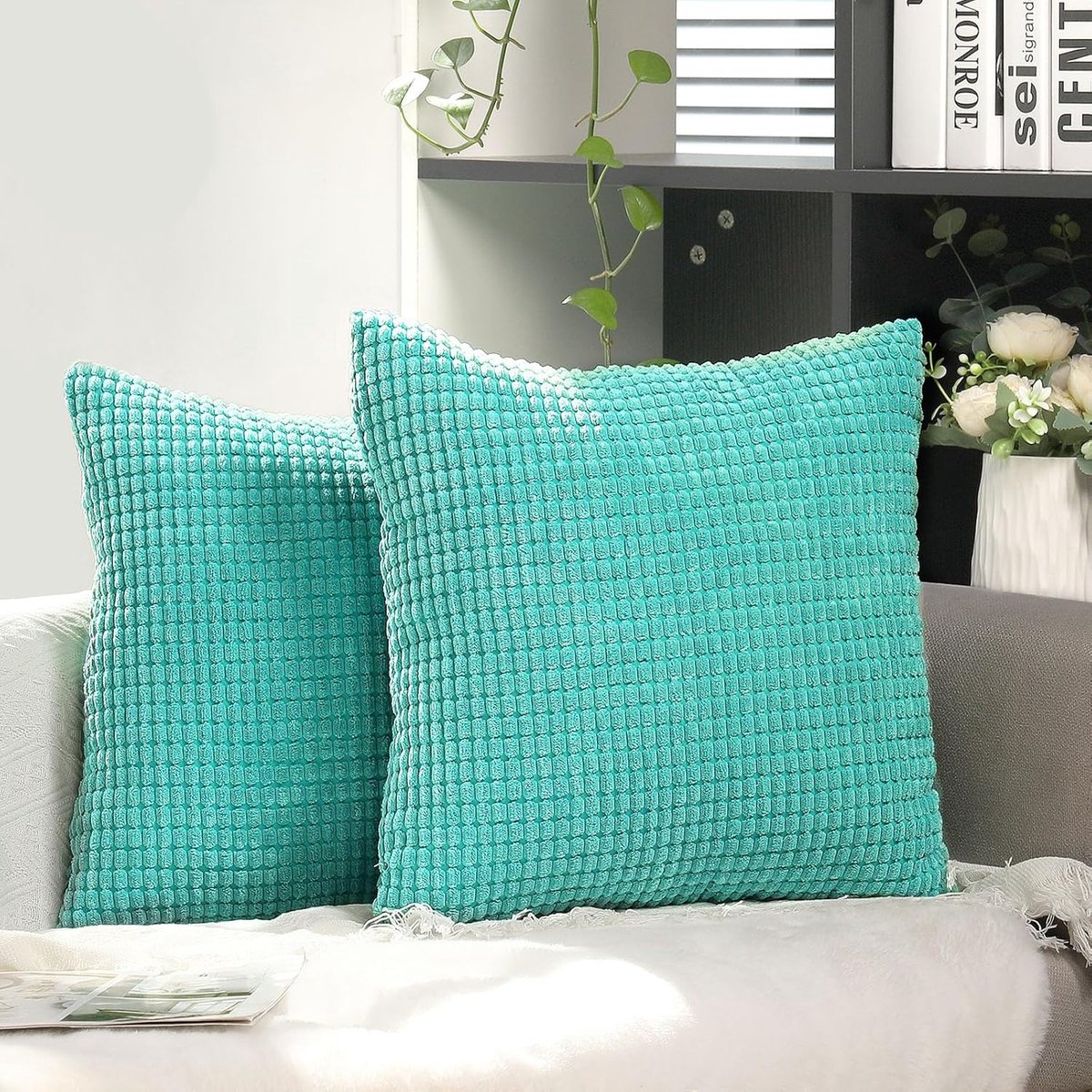 CE - Decoratief Kussenhoes Set - 40x40cm - Modern - Grijs - Corduroy