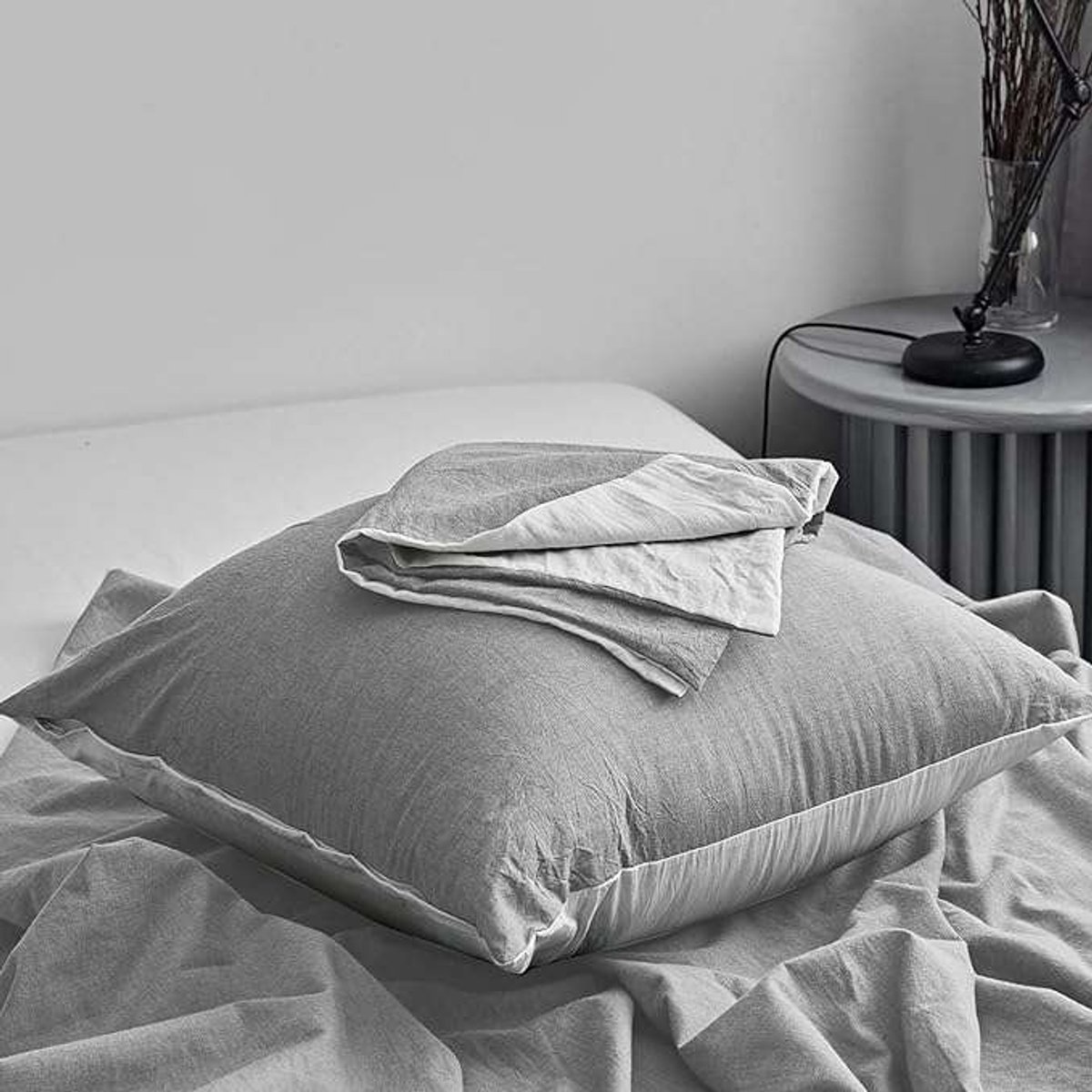 MILDLY - Kussensloop - 80x80cm - 100% Katoen - Grijs - Set van 2