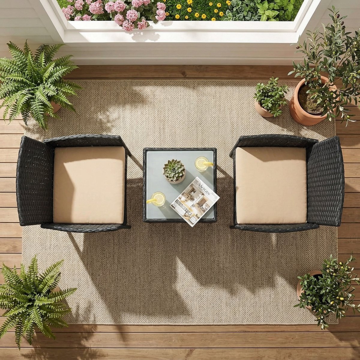 Balkon Loungeset 2 Personen – - Zwart - Personen – Meuble Paris Polyrotan - Medahomestore