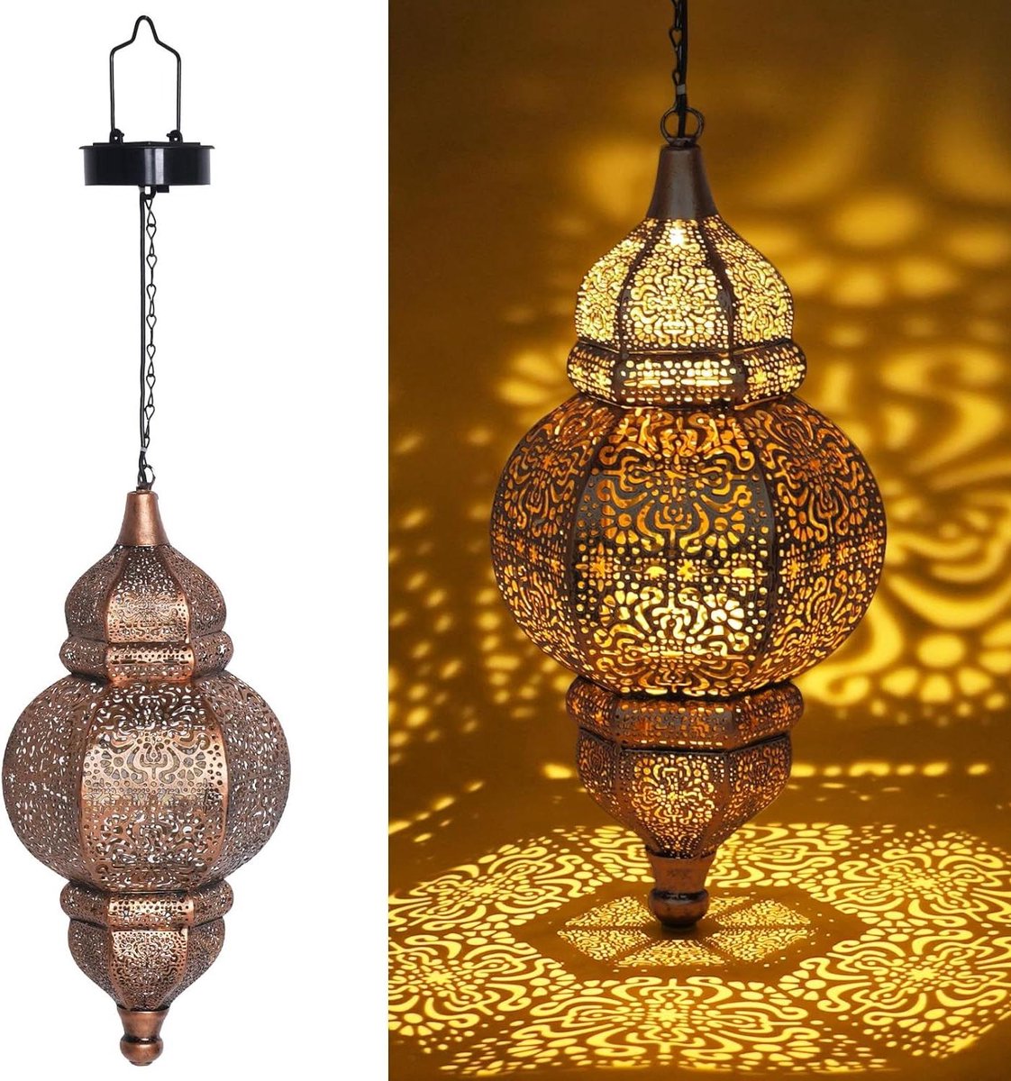Zonne Lantaarn - Hanglamp Buiten - Decoratieve Verlichting - Metalen Marokkaans Design - N