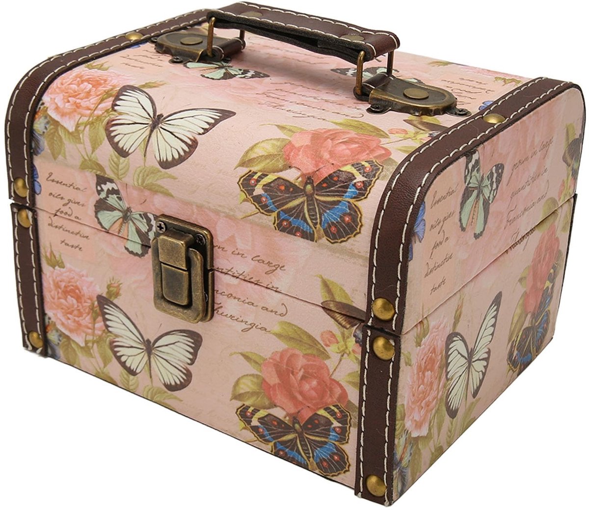 Vlinder Schatkist - Retro Houten PU Lederen Opbergdoos voor Sieraden en Snuisterijen