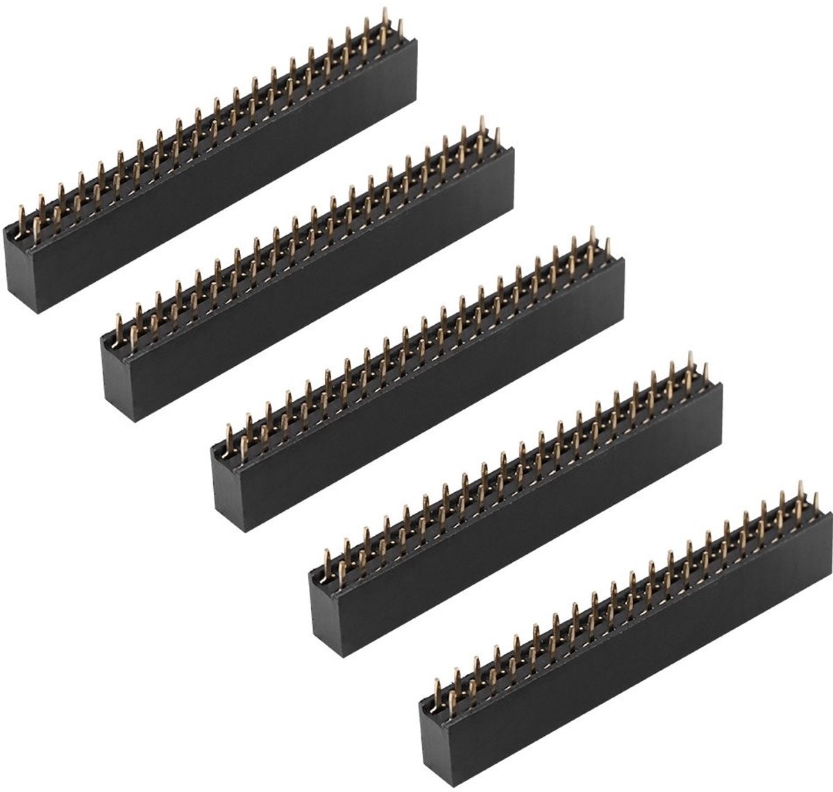 5x Pin Headers 2x20 Pins 2.54mm Dual Row voor PCB en RPi - Walfront
