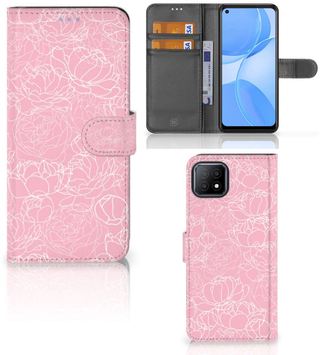OPPO A73 5G Hoesje White Flowers
