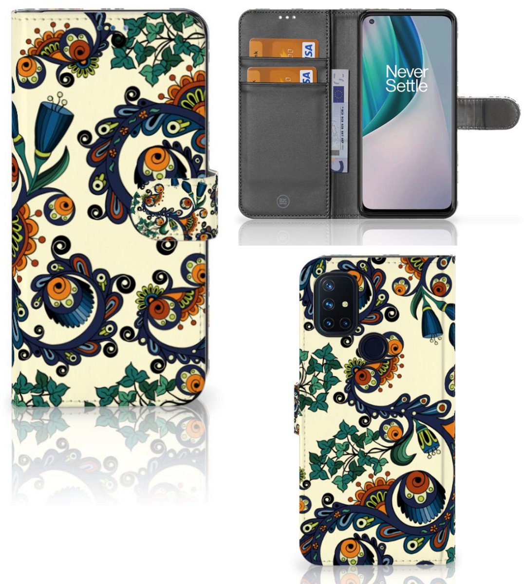 Wallet Case OnePlus Nord N10 Barok Flower