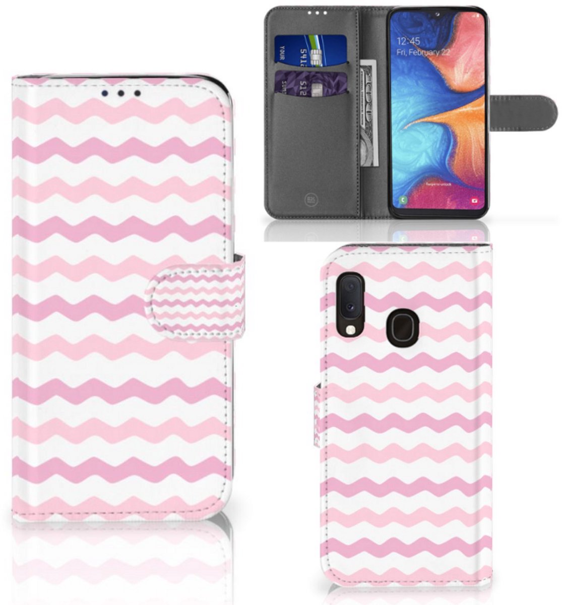 Samsung Galaxy A20e Telefoon Hoesje Waves Roze