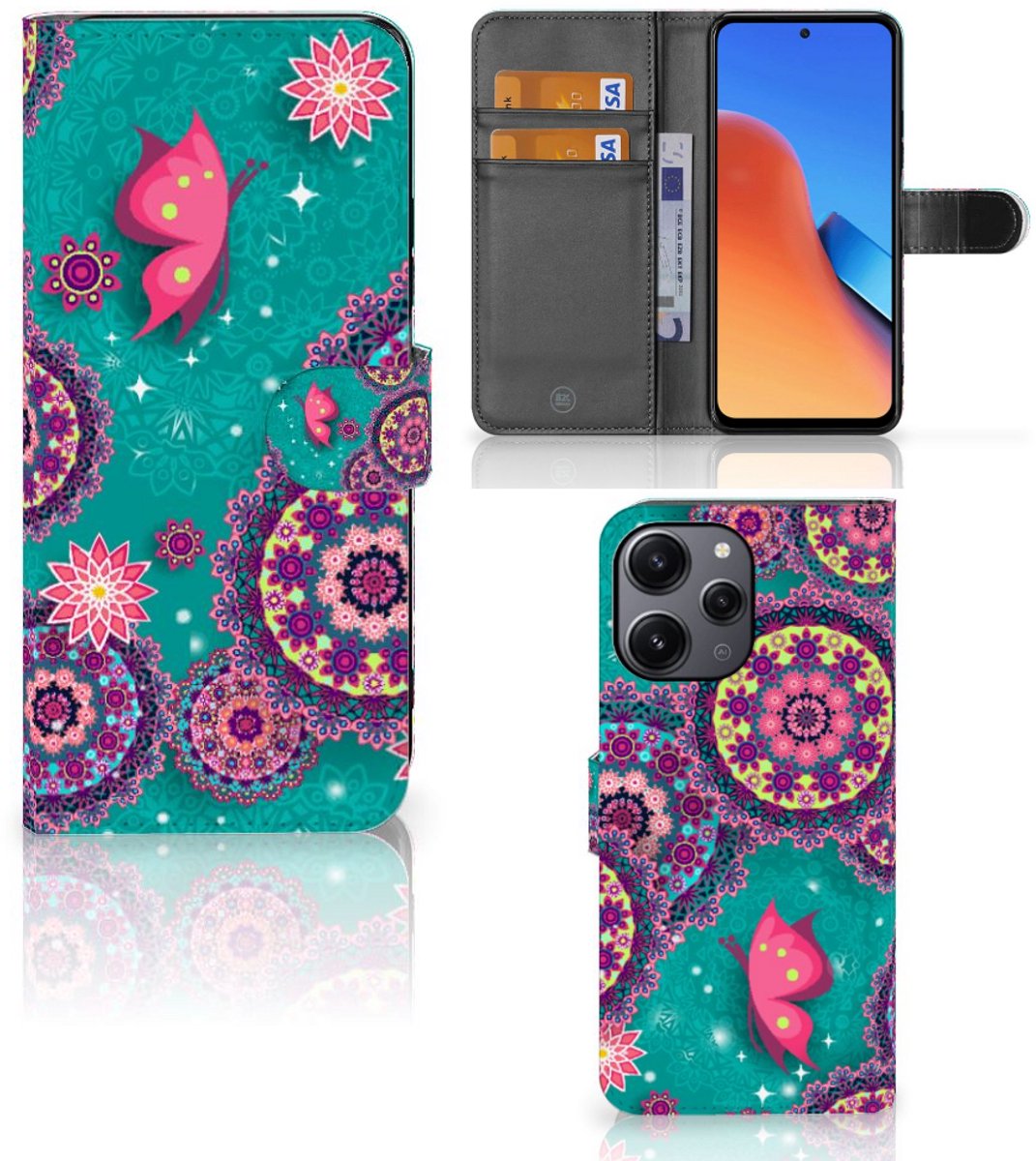 Xiaomi Redmi 12 Hoesje Cirkels en Vlinders