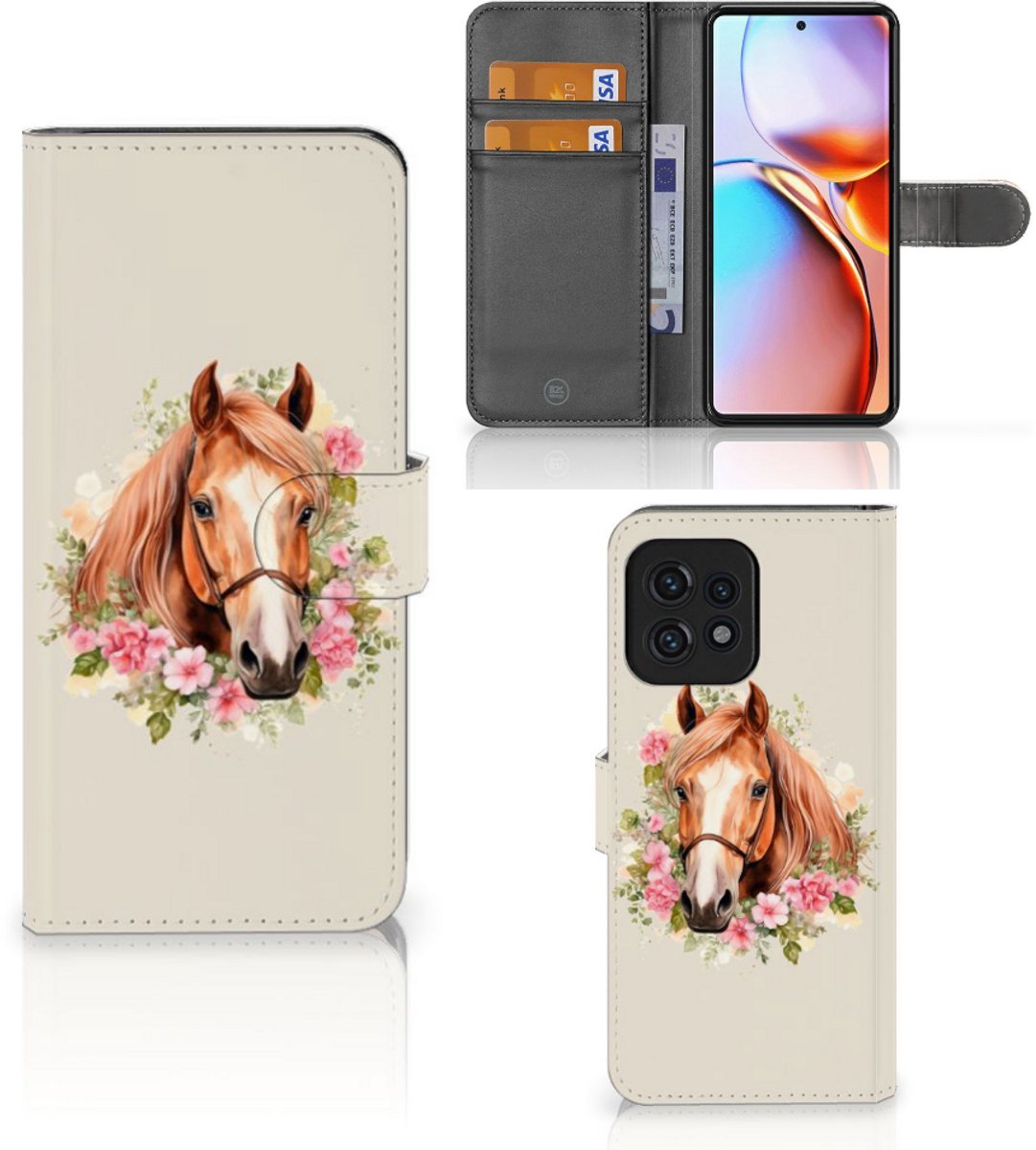 Telefoonhoesje met Pasjes voor Motorola Edge 40 Pro Paard