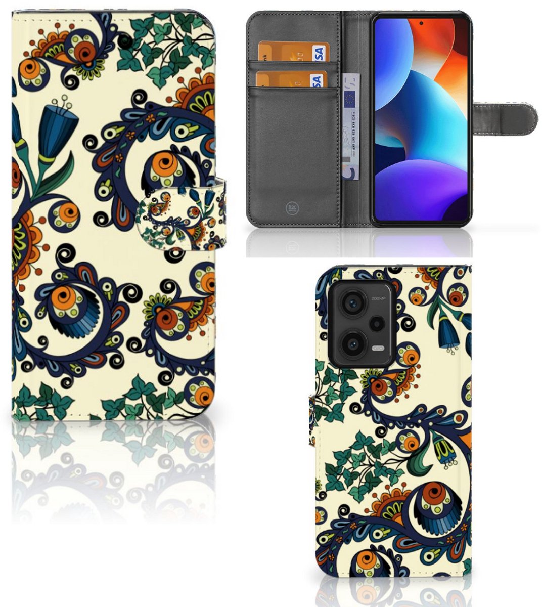 Wallet Case Xiaomi Redmi Note 12 Pro Plus Barok Flower